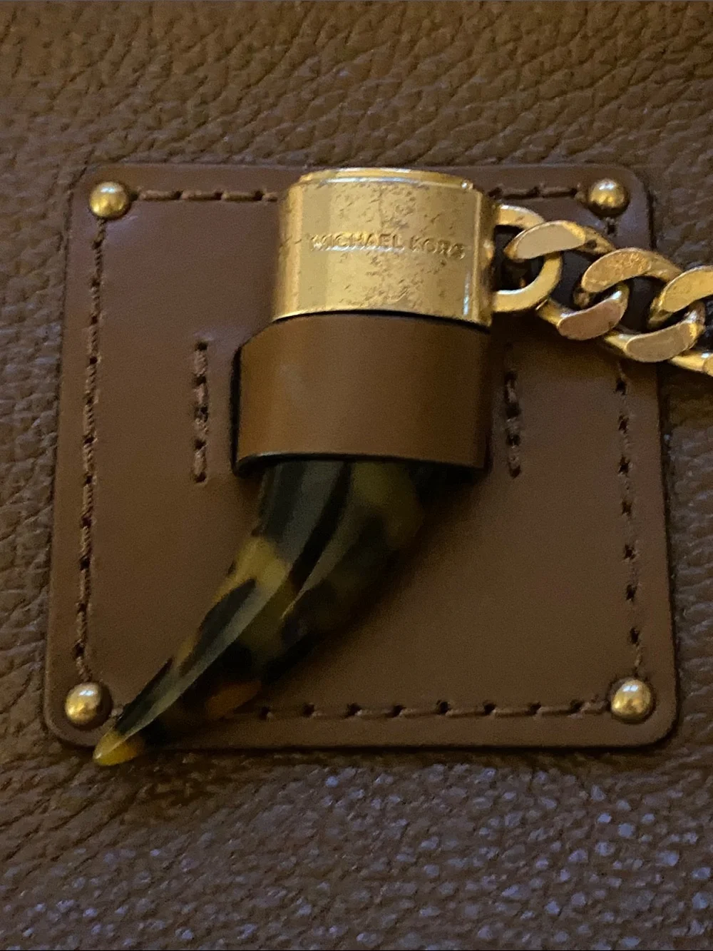 Michael Kohl’s Brown Leather Shoulder Crossbody Bag with Gold Chain Accent - Picture 13 of 17